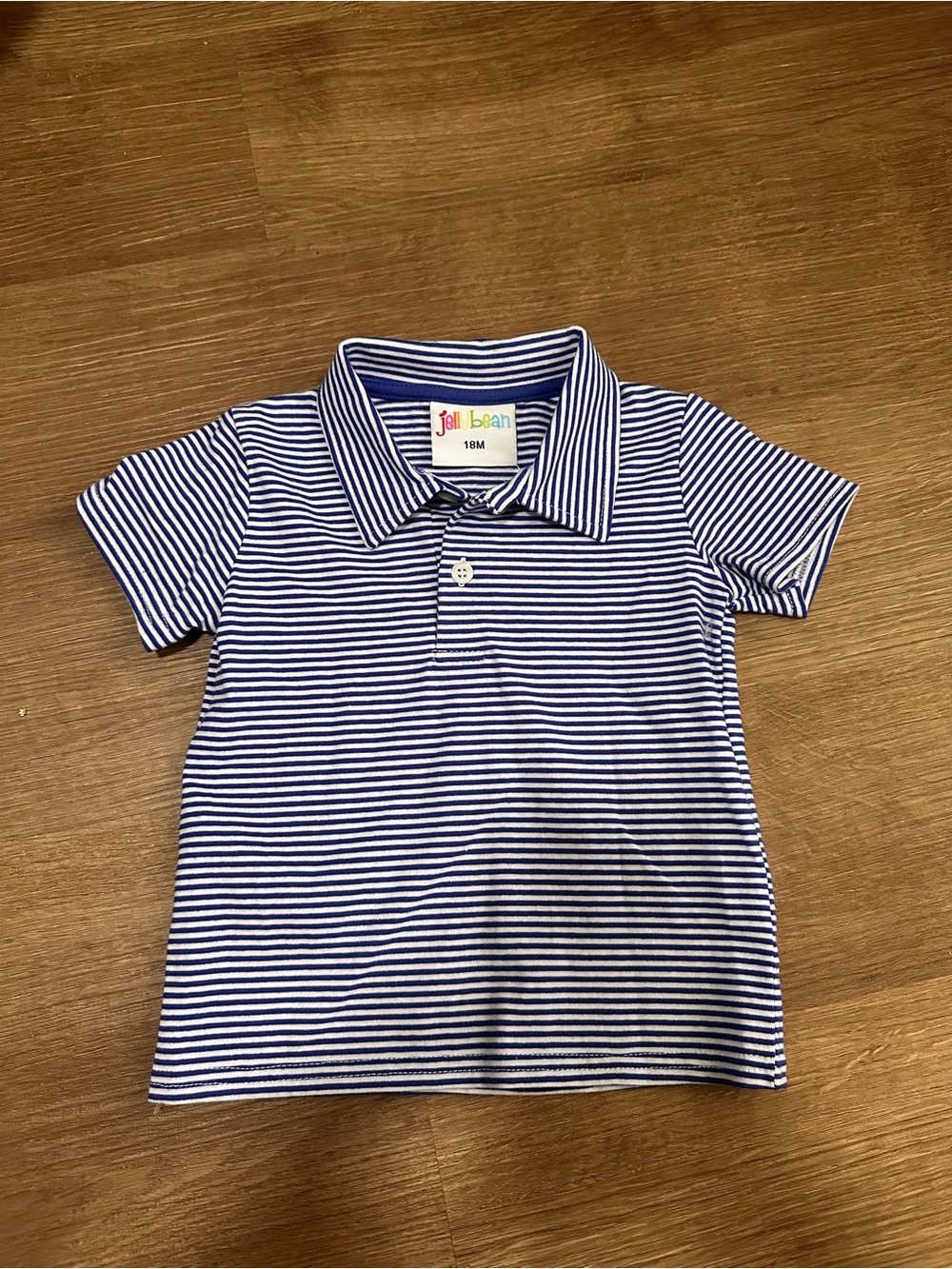 Jelly Beans Blue & White Striped Polo Shirt - Kids